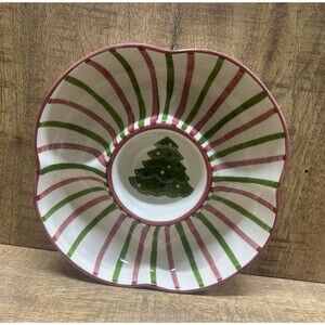 Laurie Gates hand painted Christmas chips dips plate
